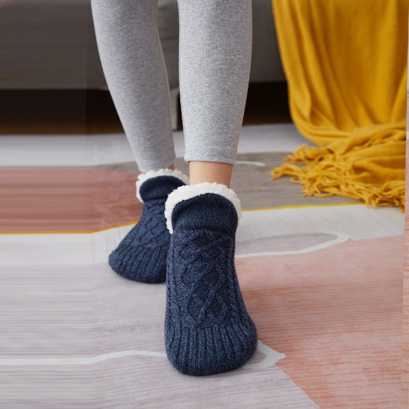 Bodensocken aus verdicktem Samt für den Winter, für Damen und Herren, Unterseite aus Leim, Wärmeschutz für Erwachsene, Innensocken für Herren, Überschuhe