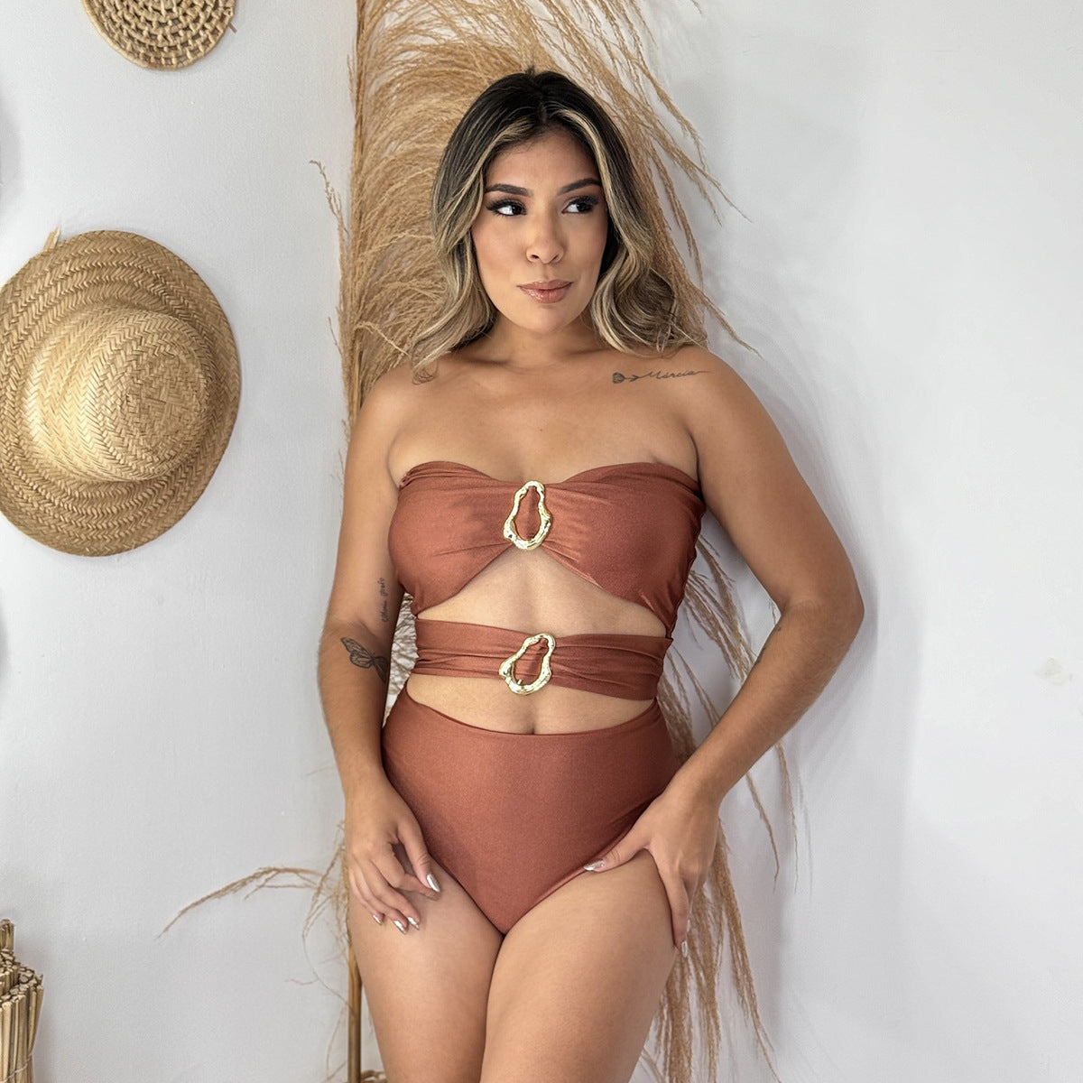 Jumpsuit women's new sexy bikini women's solid color swimsuit