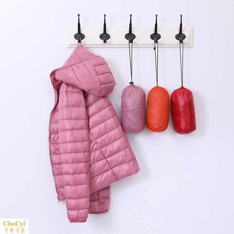 Ultra-light Plus Size Thin Down Jacket Women Autumn Winter Slim Short Hooded Warm White Duck Down Coat Women's Outerwear