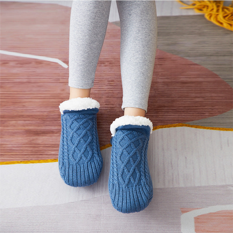 Bodensocken aus verdicktem Samt für den Winter, für Damen und Herren, Unterseite aus Leim, Wärmeschutz für Erwachsene, Innensocken für Herren, Überschuhe