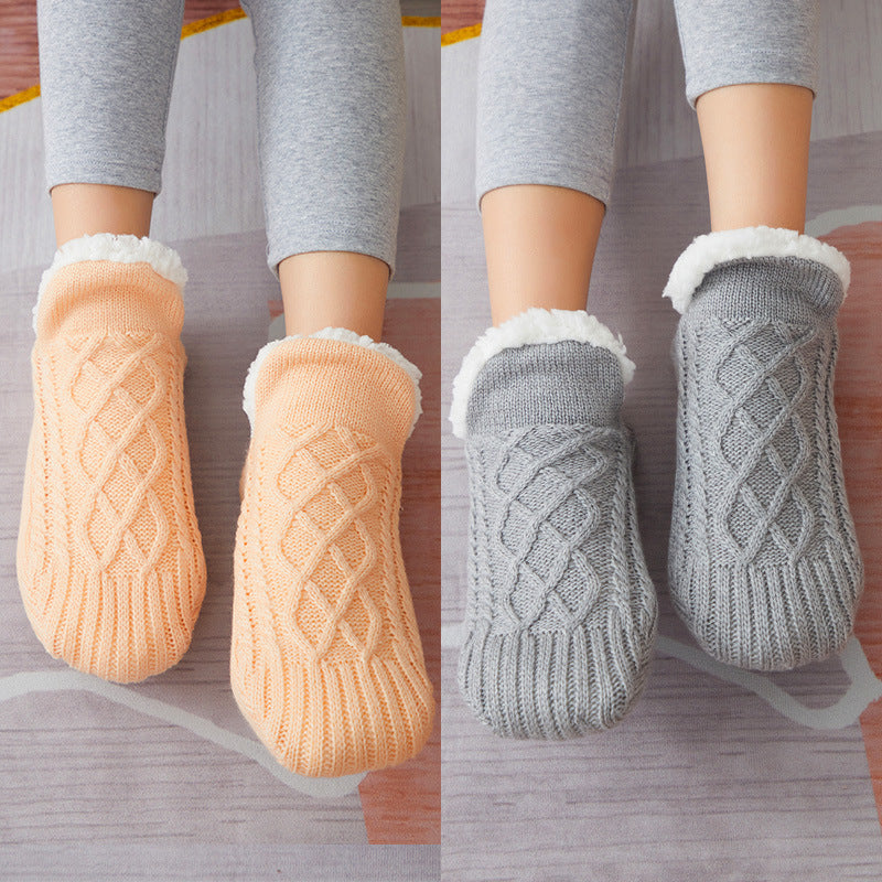 Bodensocken aus verdicktem Samt für den Winter, für Damen und Herren, Unterseite aus Leim, Wärmeschutz für Erwachsene, Innensocken für Herren, Überschuhe