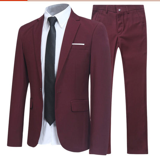 Conjunto de dos piezas de color liso para novio y padrino de boda, traje formal profesional de negocios para hombre