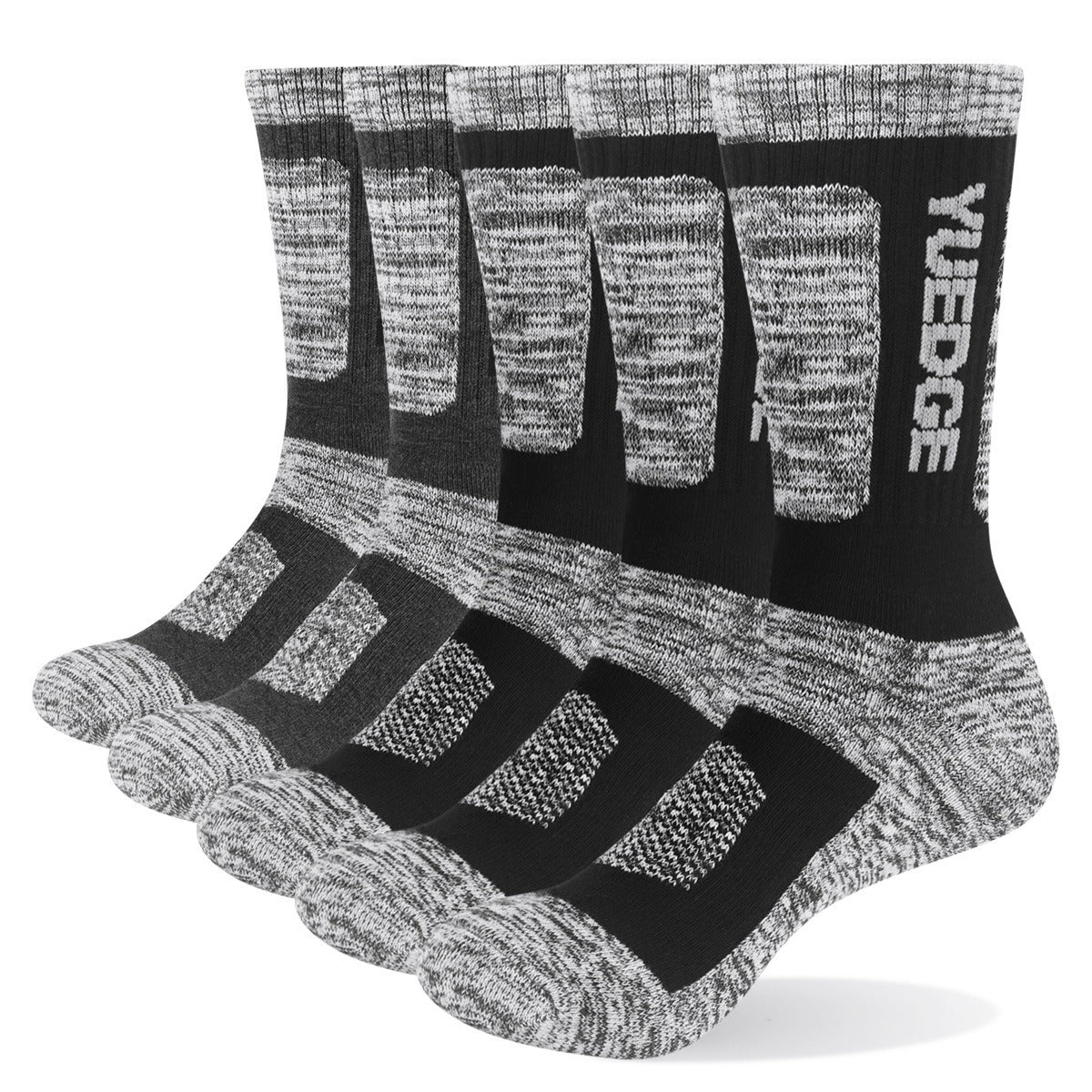 5 pares de calcetines de algodón puro transpirables y cómodos para hombre con fondo de rizo grueso para ciclismo, senderismo, esquí y deportes al aire libre