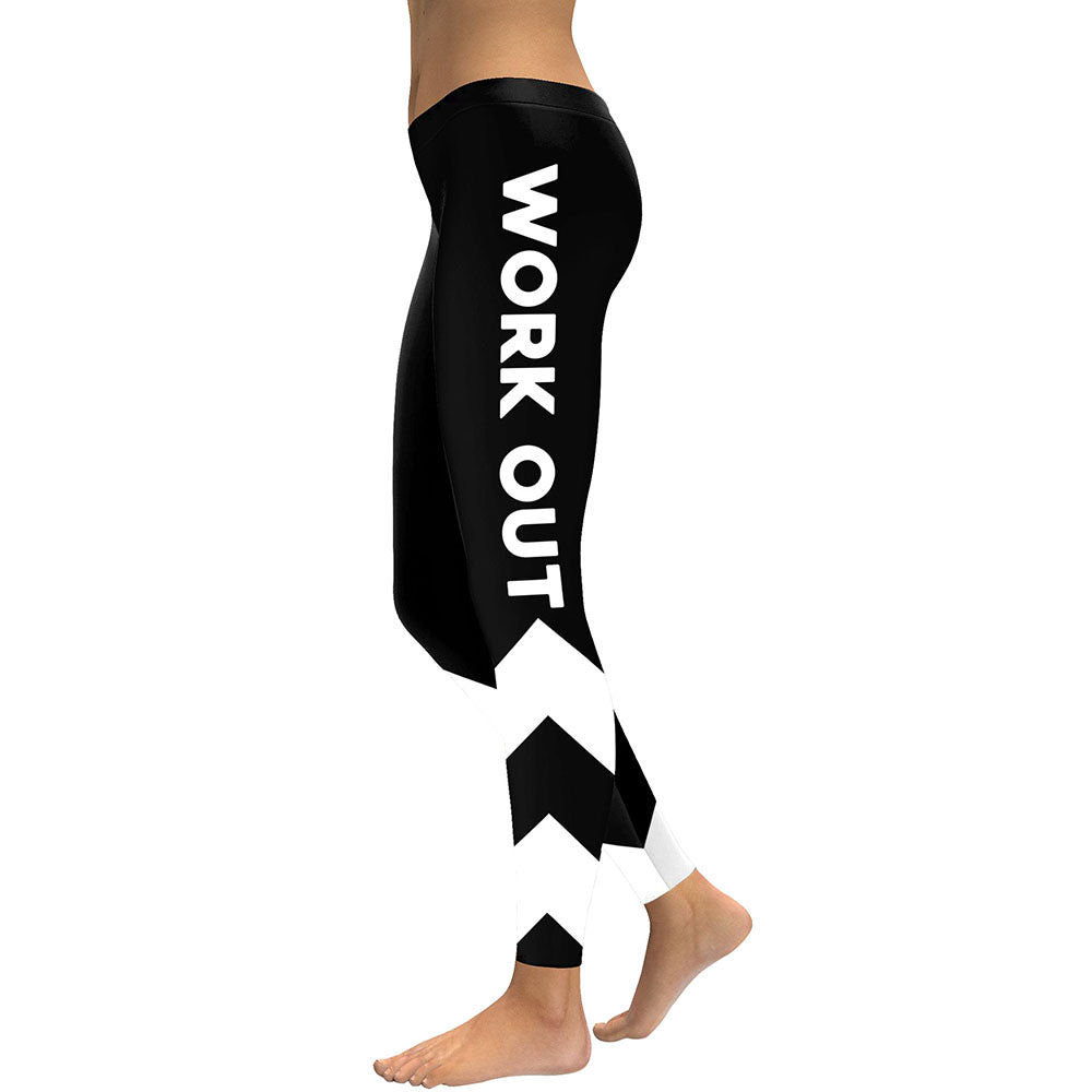 Schlanke neue gestreifte Frauen Leggings Workout Digital Print Fitness Hohe Taille Leggin Schwarz Weiß Patchwork Legging Hose 