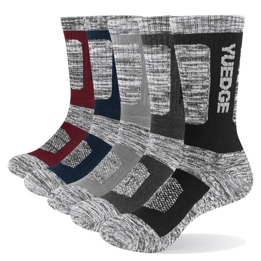 5 Paar bequeme, atmungsaktive Herrensocken aus reiner Baumwolle mit verdickter Frotteeunterseite zum Radfahren, Wandern, Skifahren, Outdoor-Sportsocken