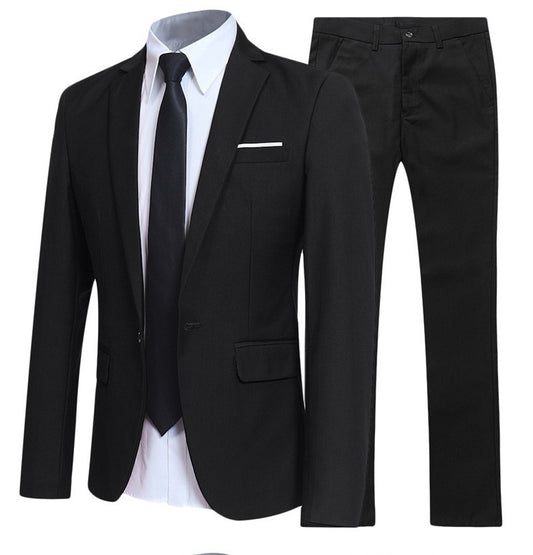 Business professional formal attire groom groomsman solid color two-piece set for men