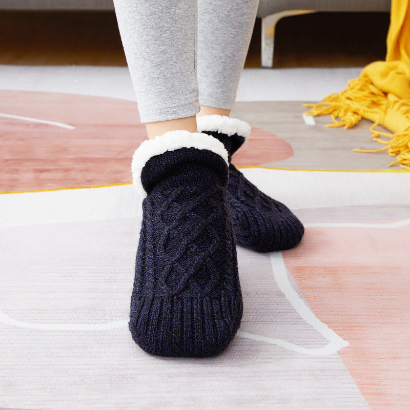 Bodensocken aus verdicktem Samt für den Winter, für Damen und Herren, Unterseite aus Leim, Wärmeschutz für Erwachsene, Innensocken für Herren, Überschuhe