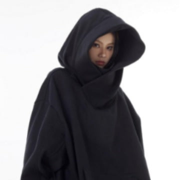 Hooded sweatshirt for women loose and lazy thick and plush warm top jacket