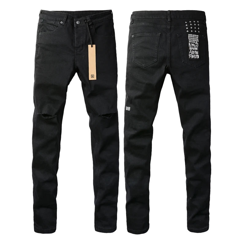 24fw American Fashion Brand KSUBI New Retro Washed Light Colored Jeans Men Women High Street Ripped Elastic Slim Fit Denim Pants