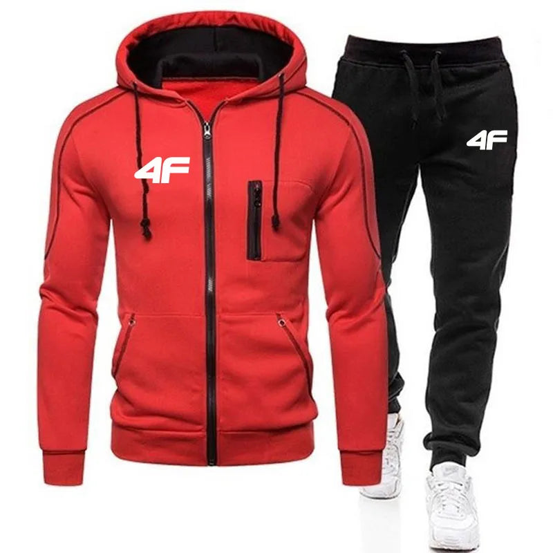 2025New Men's Autumn Winter Sets Zipper Hoodie+Pants Pieces Casual Tracksuit Male Sportswear Brand Clothing Sweat Suit