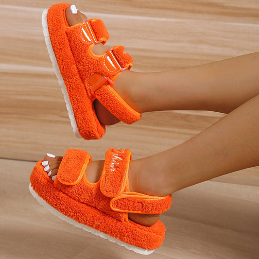 Sandalias informales de suela gruesa para mujer, color verde, naranja, negro y azul 