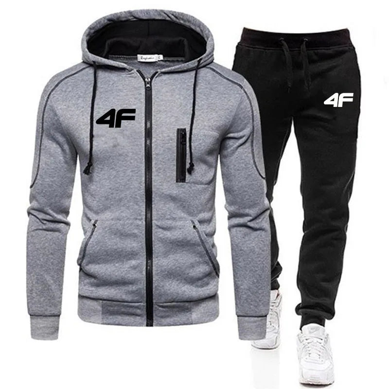 2025New Men's Autumn Winter Sets Zipper Hoodie+Pants Pieces Casual Tracksuit Male Sportswear Brand Clothing Sweat Suit