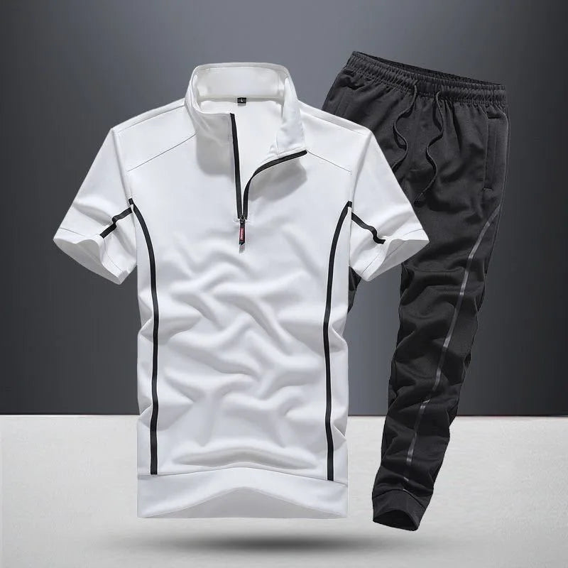 2024 Summer Sports Breathable Plus Size Short Sleeve T-shirt Set Men's Casual Relaxed Comfortable High Quality Two-Piece Set