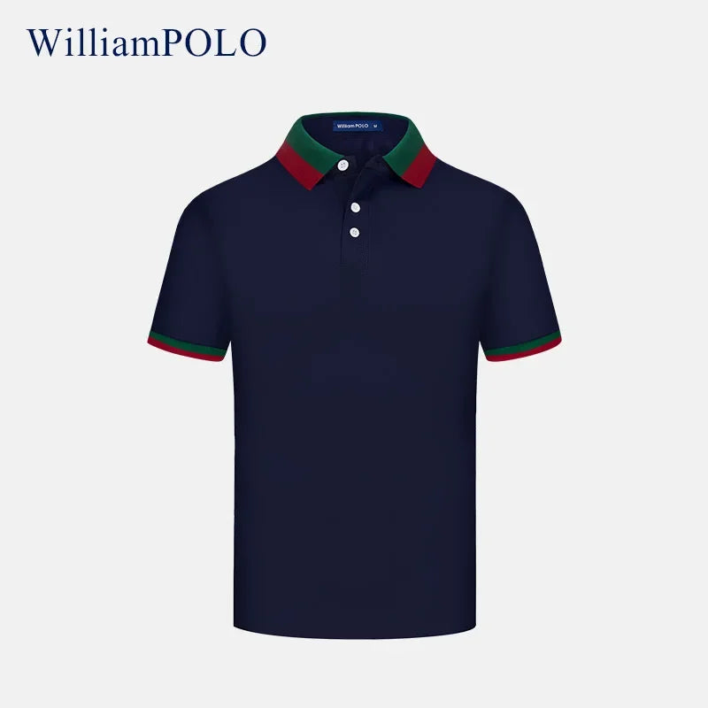 WilliamPOLO Herren Poloshirt Casual Trendy Color Blocking Kurzarm Hemdkragen Großhandel Einfaches Sommer Poloshirt