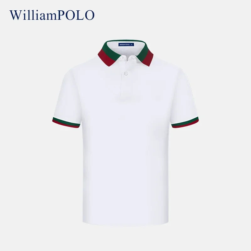 WilliamPOLO Men's Polo Shirt Casual Trendy Color Blocking Short Sleeve Shirt Collar Wholesale Simple Summer Polo Shirt