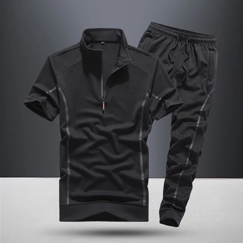 2024 Summer Sports Breathable Plus Size Short Sleeve T-shirt Set Men's Casual Relaxed Comfortable High Quality Two-Piece Set