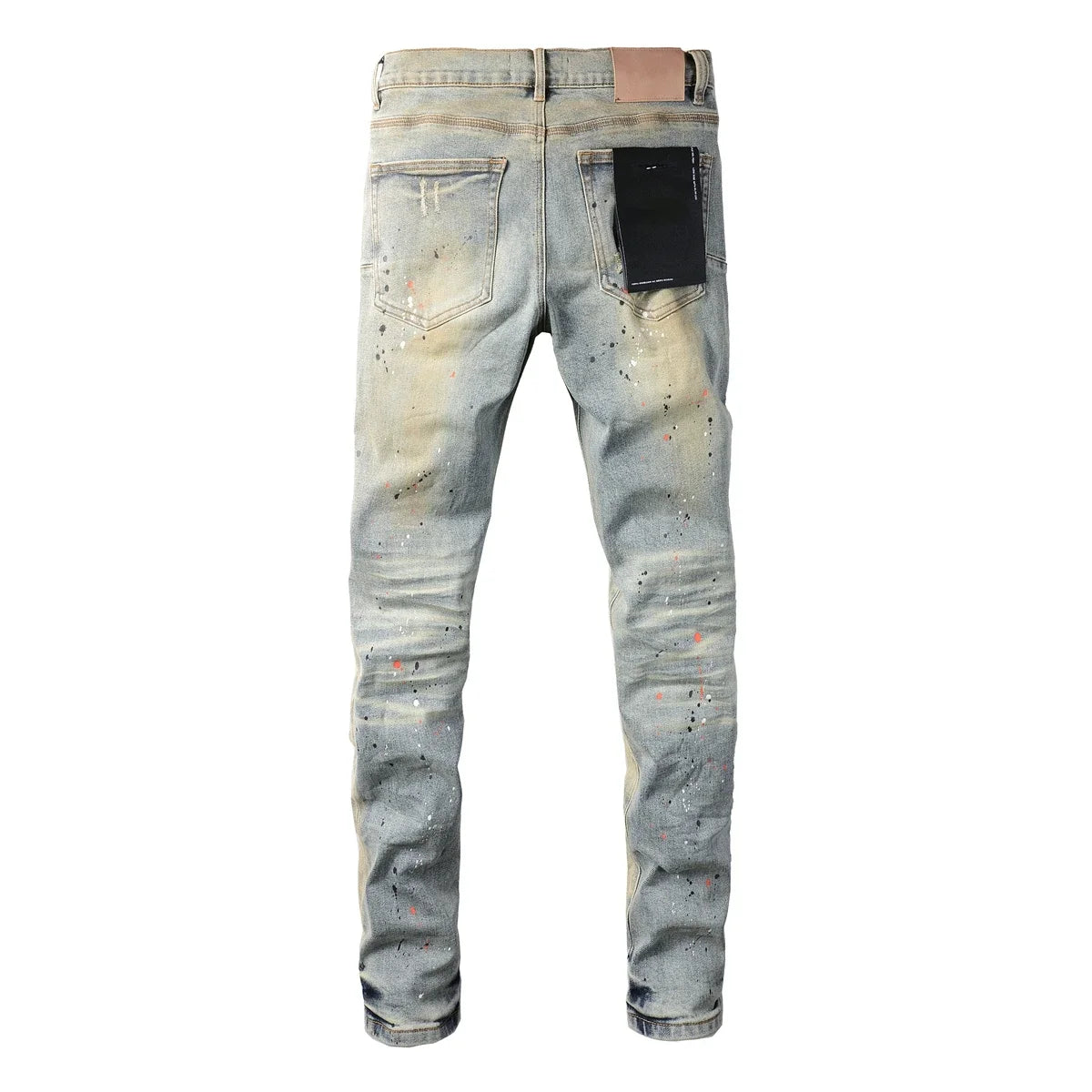 Neue Purples 2024 Herren Jeans mit Top Street Distressed Paint Repair Low Rise Skinny Denim Markenhosen