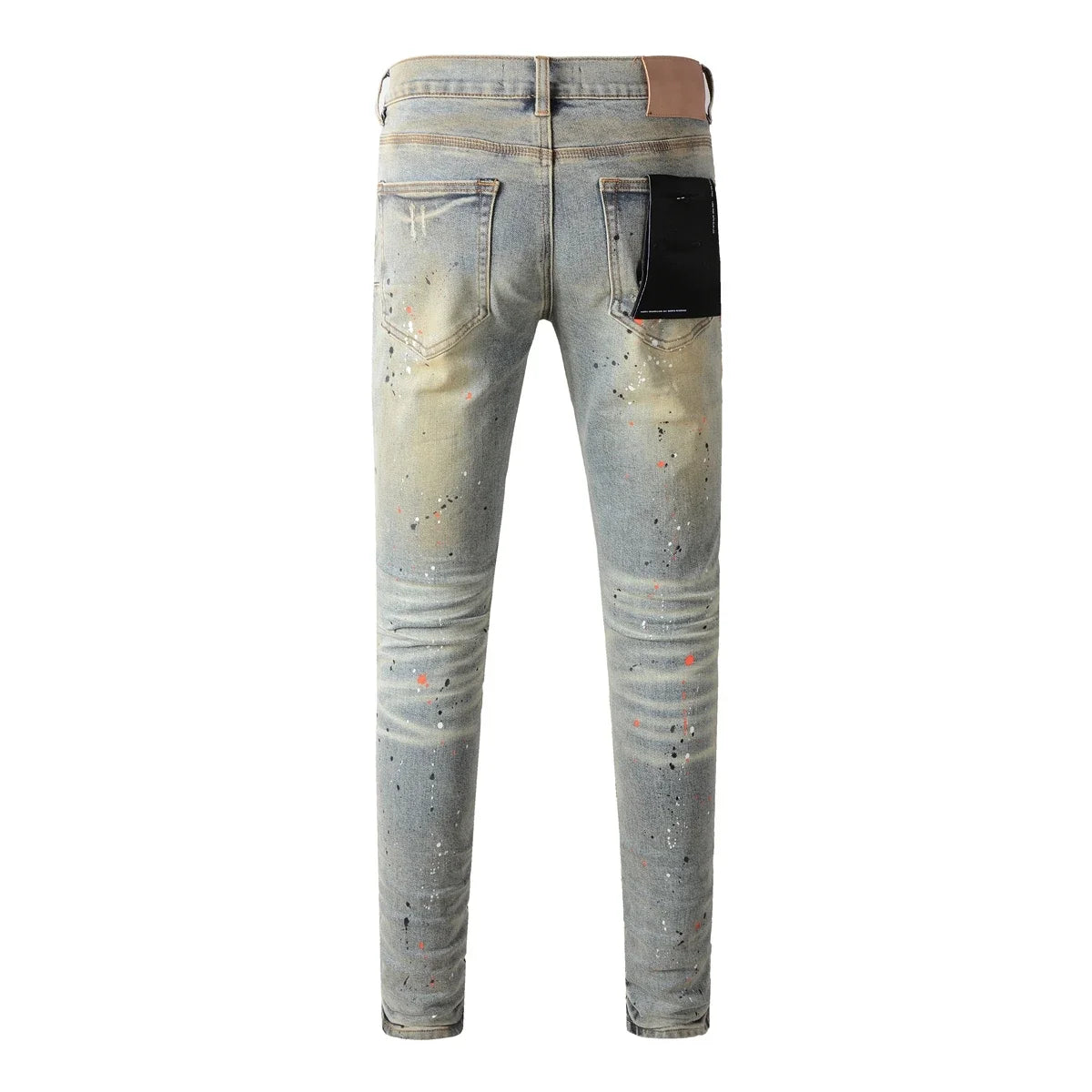 New Purples 2024 Men jeans with top street distressed paint repair low raise Skinny Denim brands pants