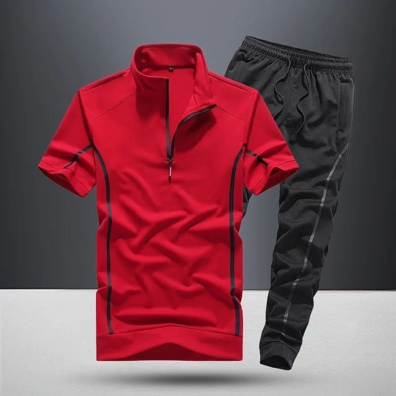 2024 Summer Sports Breathable Plus Size Short Sleeve T-shirt Set Men's Casual Relaxed Comfortable High Quality Two-Piece Set