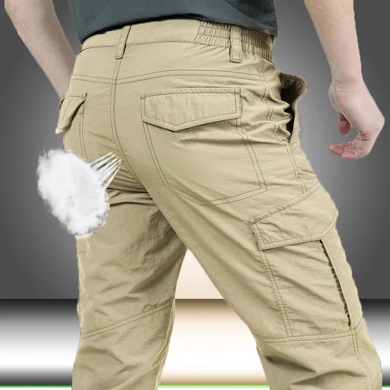 Pantalones de carga tácticos impermeables para exteriores 2023, pantalones largos militares informales transpirables de verano para hombre, pantalones de carga de secado rápido para hombre