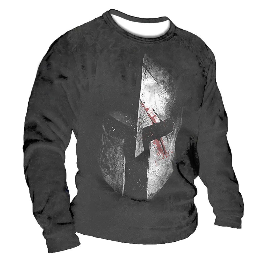 Crusader Graphic T-shirts Men's Long-Sleeved T Shirt Fall Vintage Tops 5xl Print 3d Tees Casual Oversized Loose Clothes