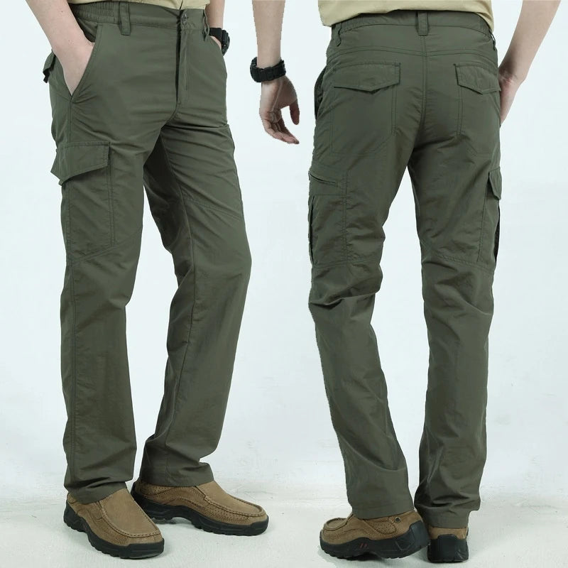 Pantalones de carga tácticos impermeables para exteriores 2023, pantalones largos militares informales transpirables de verano para hombre, pantalones de carga de secado rápido para hombre