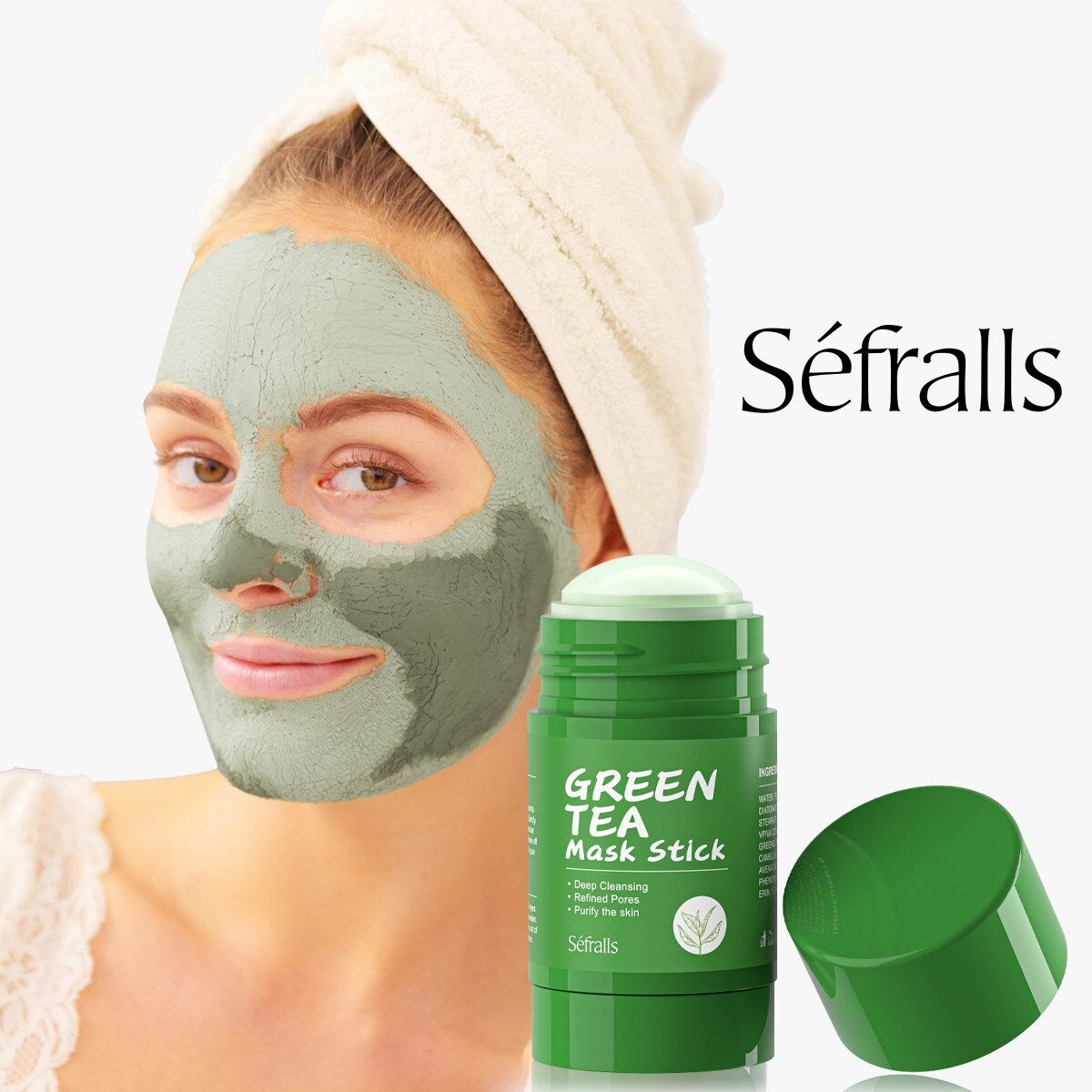 7 Pcs Grün Tee Maske Stick für Gesicht, 10 Minuten Mitesser Entferner mit