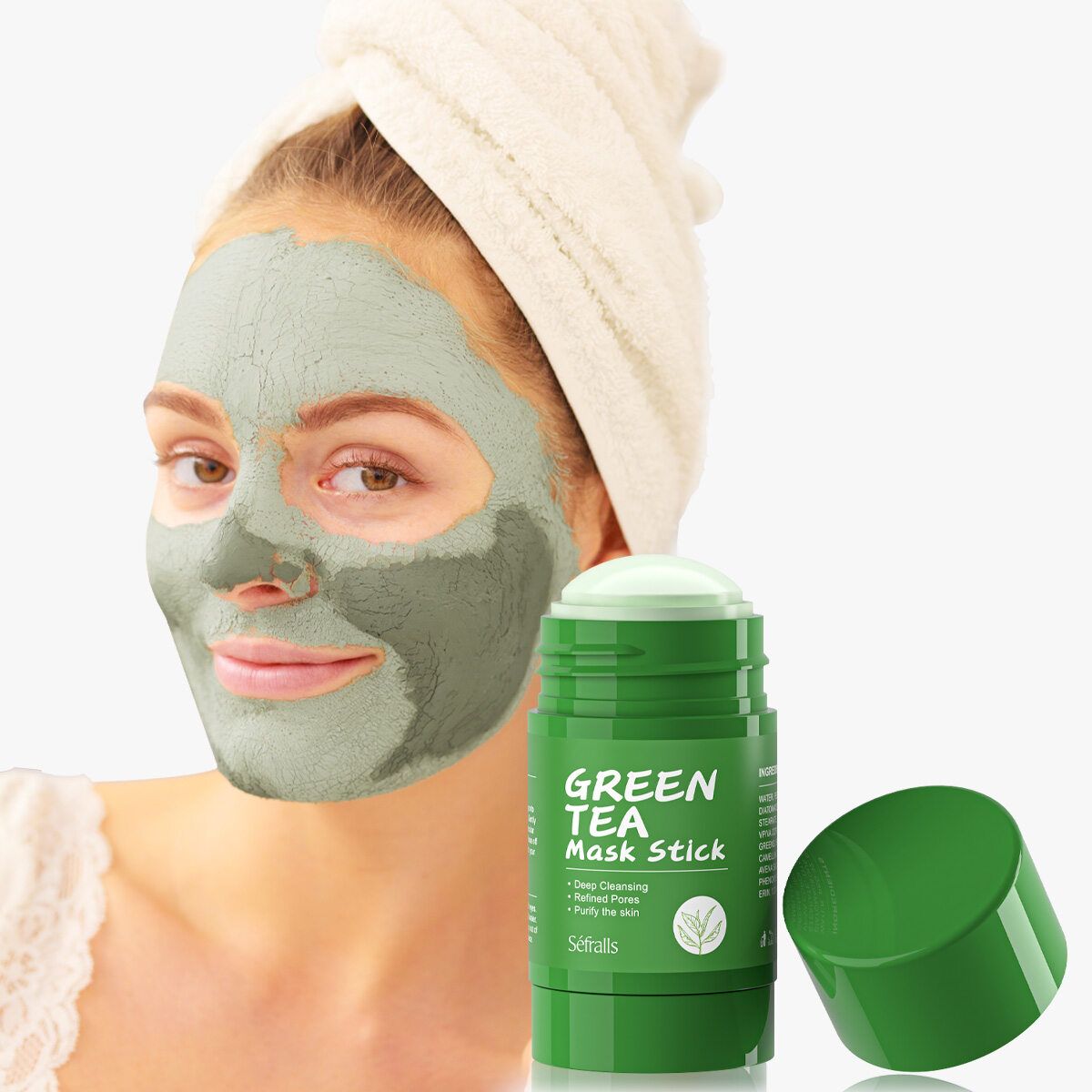 7 piezas de mascarilla de té verde en barra para el rostro, removedor de puntos negros en 10 minutos con